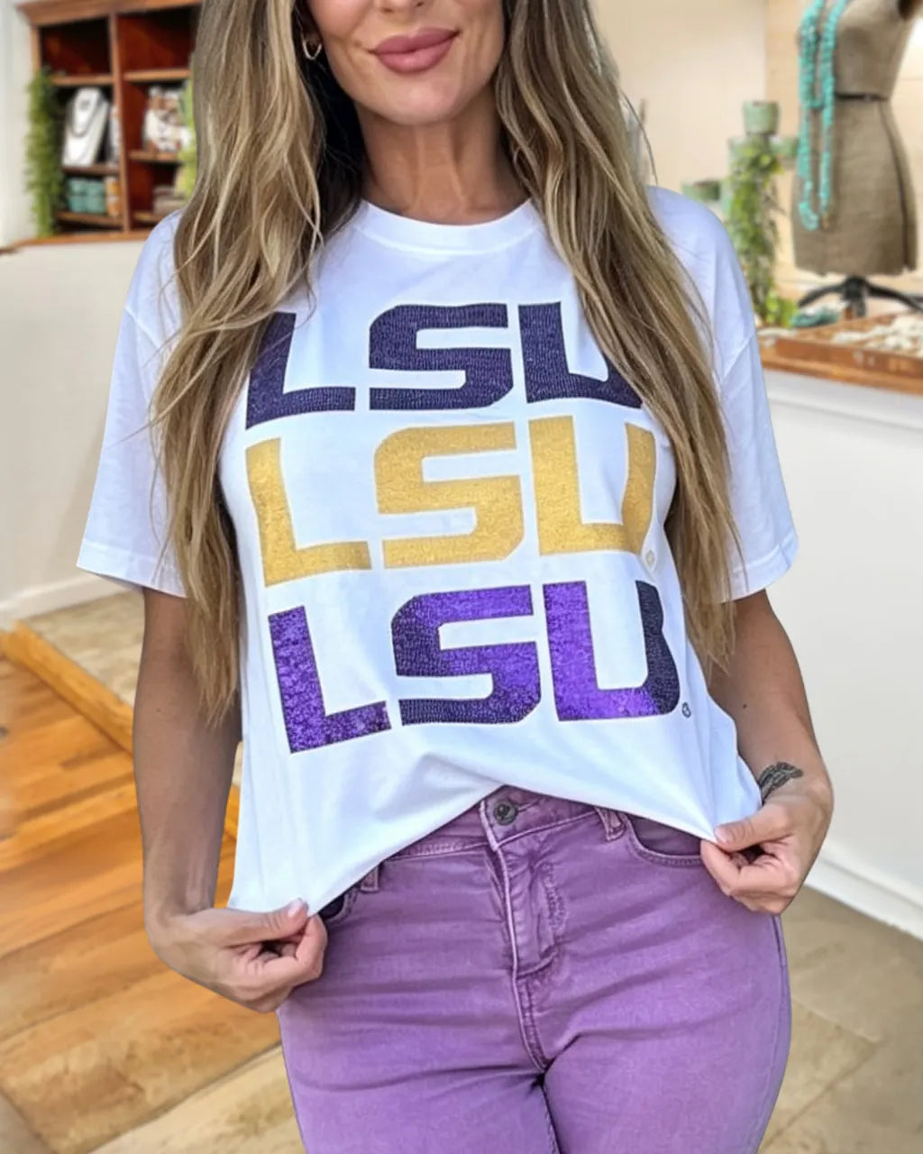 Logo Sequined Crewneck T-shirt