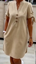 ie-Sleeve Shift Midi Dress