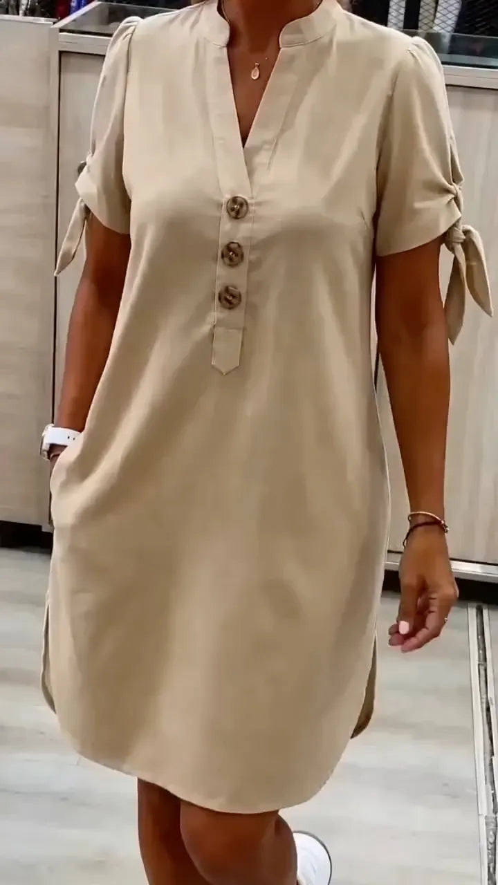 ie-Sleeve Shift Midi Dress