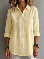 New Arrival 🔥 Women's Solid-color Casual Pleated Cotton-linen Shirt