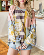 Daisy Patterned Patchwork Top