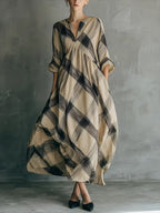 Art-inspired Print Loose Cotton-linen Dress