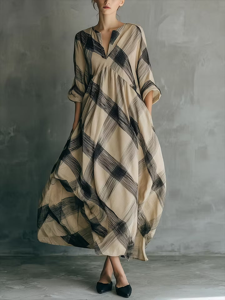 Art-inspired Print Loose Cotton-linen Dress