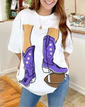 Football Cowboy Boot Print T-shirt