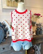 The Fun Polka Dot Trim Tank