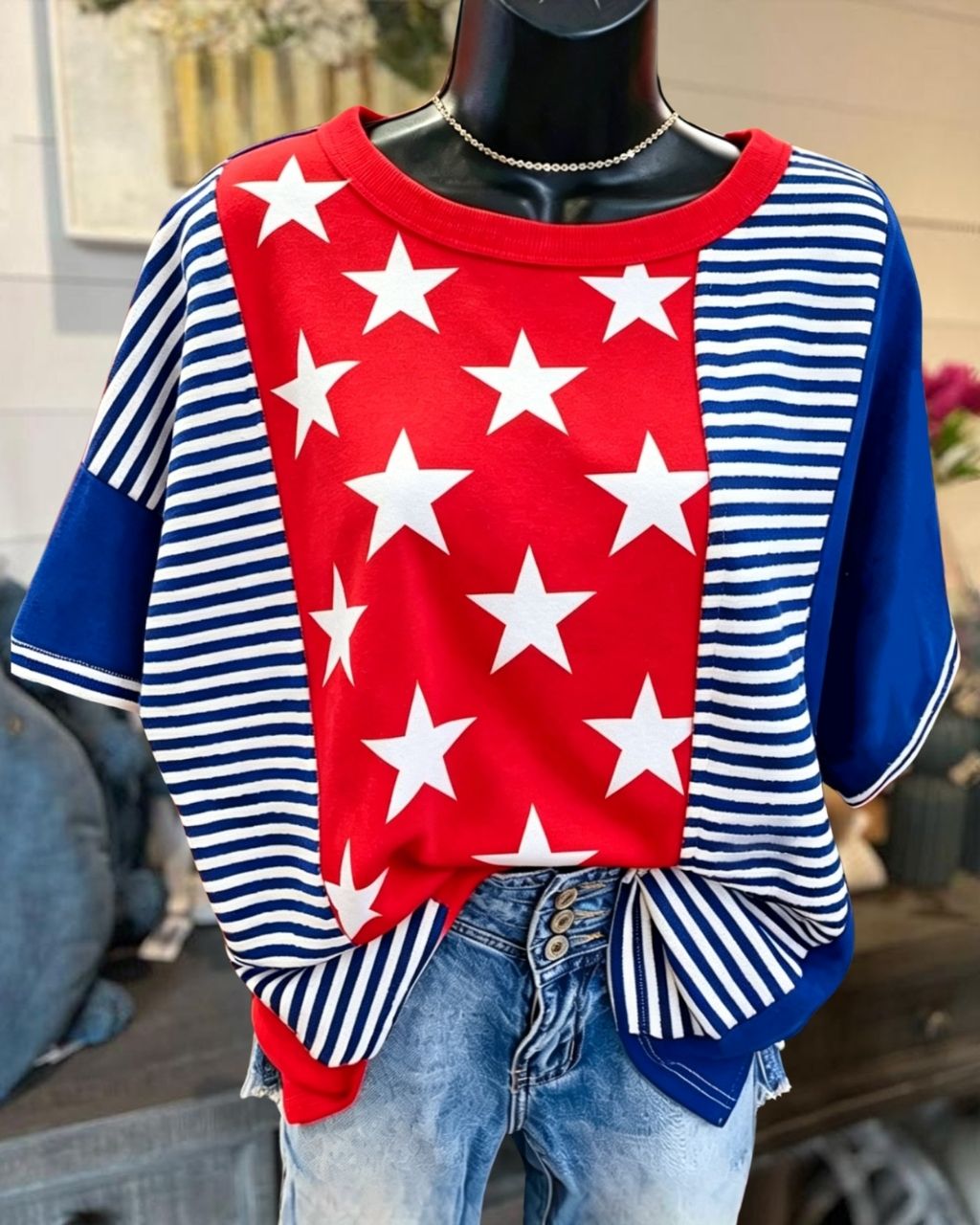 Independence Day Stars Striped Top