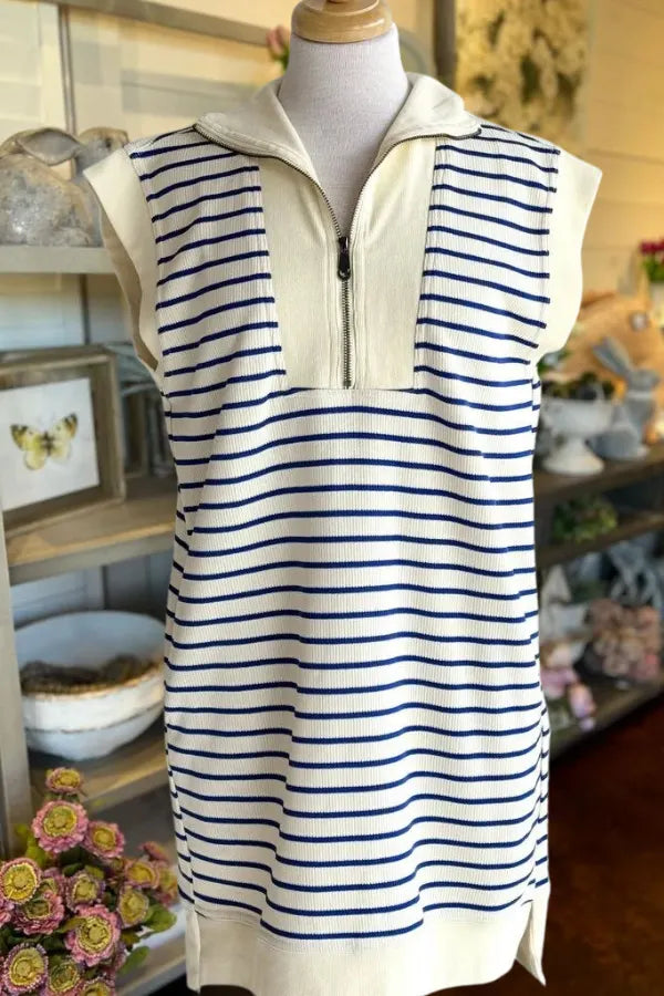 Striped Cap Sleeve Mini Dress