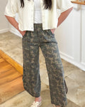 Stylish Slit Hem Camouflage Pants