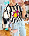 Embroidered Pencil Striped Top