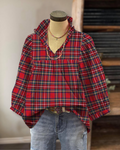 Casual Cotton Plaid Top