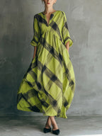 Art-inspired Print Loose Cotton-linen Dress