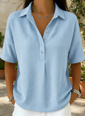 New Arrivals🔥Women’s Casual Loose Waffle Polo Blouse Shirt