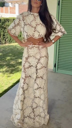 Floral Lace Two-Piece Maxi Skirt Set