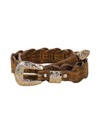 Women's Elegant Western - Style Faux Leather Floral - Embossed Waist Belt