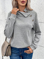 🎄Christmas Sale🔥Women's High Neck Special Button Designer Sweatshirt