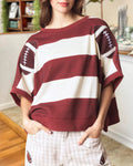 Tailgate Glow Football Patch Stripe Top