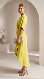 Yellow One-Shoulder Asymmetrical Midi Dress