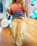 Floral Embroidered Openwork Pants