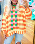 Vibrant Striped Hooded Sweater