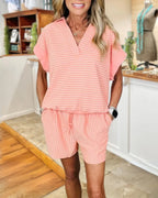 Casual Striped V-Neck Set