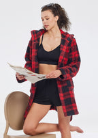 Plush Hooded Robe Plaid