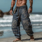 Men Viking Rune Print Harem Pants