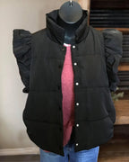 Quilted Ruffle Sleeve Vest