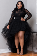 Black Lace High-Low Tulle Party Dress