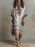 Floral Paisley Kaftan Midi Dress