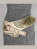 Women's Fur Belt Retro Versatile Faux Leather Belt