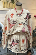 Casual Western Cowboy Crewneck Set