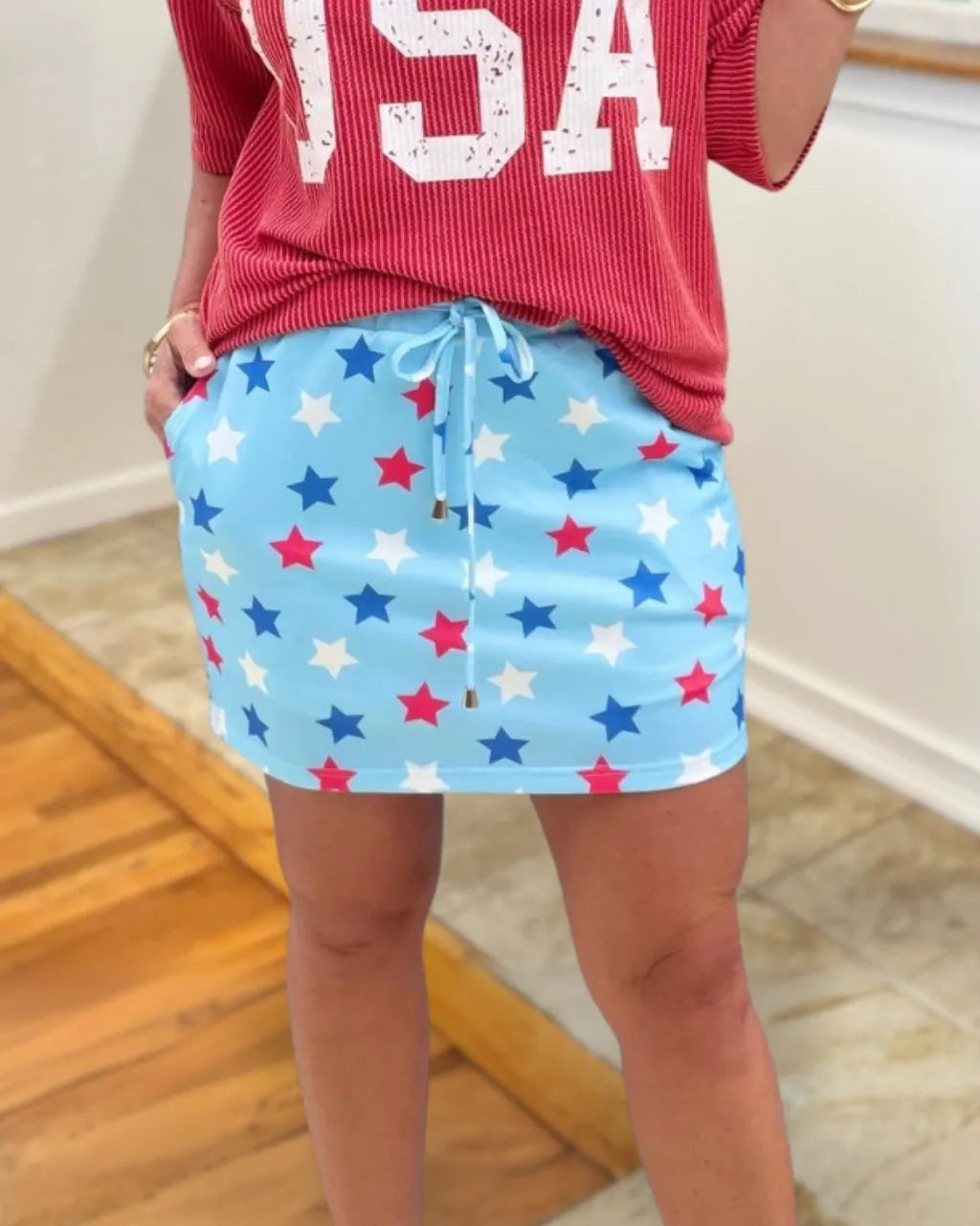Star-Covered Mini Skirt