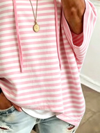 New Arrivals🔥Women Striped Half Sleeve Casual Daily Hoodie