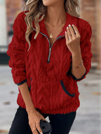 🎄Christmas Sale🔥 2024 Women's Lapel Half Zipper Plush Pocket Jacket