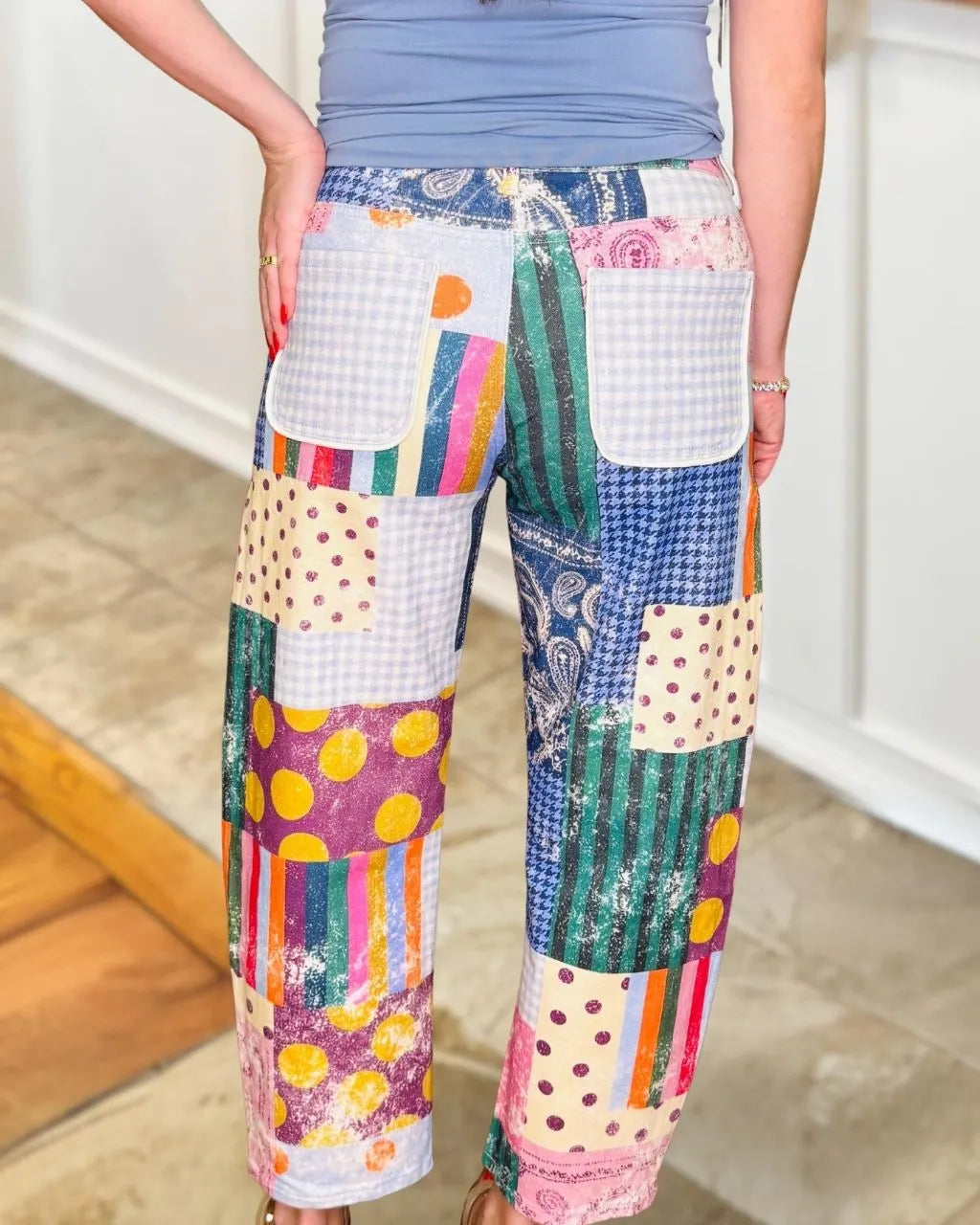 Colorful Mixed Print Casual Pants