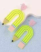Unique Pencil Heart Earrings