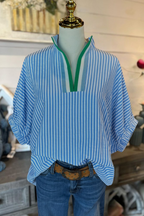 Oversized Striped Half Collar Top