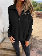 🎄Christmas Sale🔥 Casual Solid Color Long Sleeve Knit Zipper Sweater