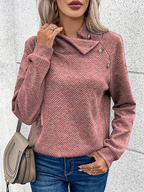 🎄Christmas Sale🔥Women's High Neck Special Button Designer Sweatshirt