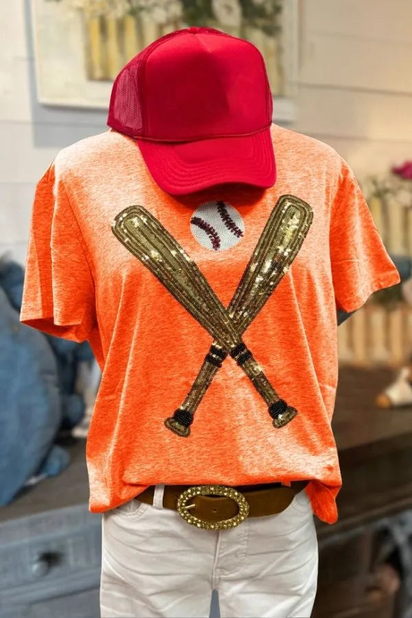 Baseball Sequin Cotton Tee