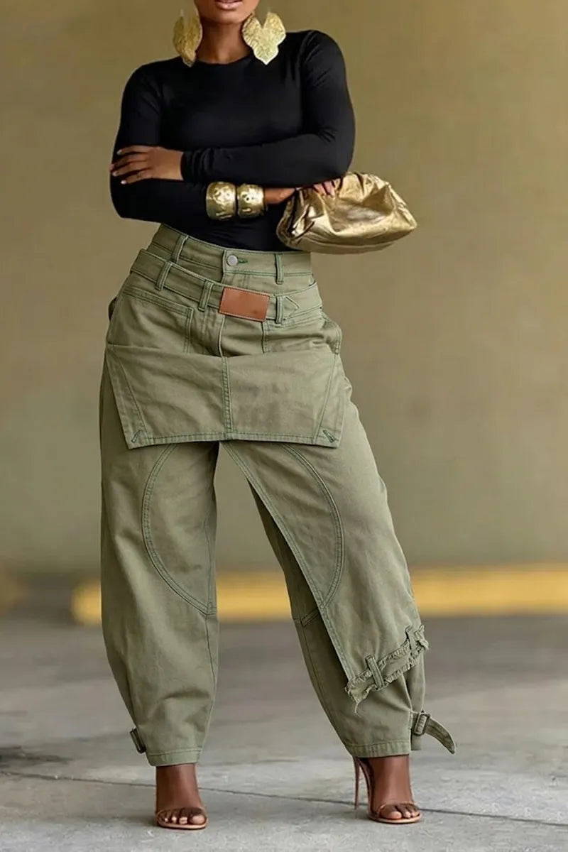 Y2K Heavy-Duty Distressed Rivet Utility Cargo Pants