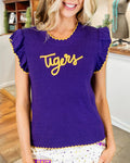 Tigers Embroidered Knit Top