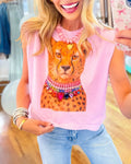 Cheetah Gem Print Sleeveless Top