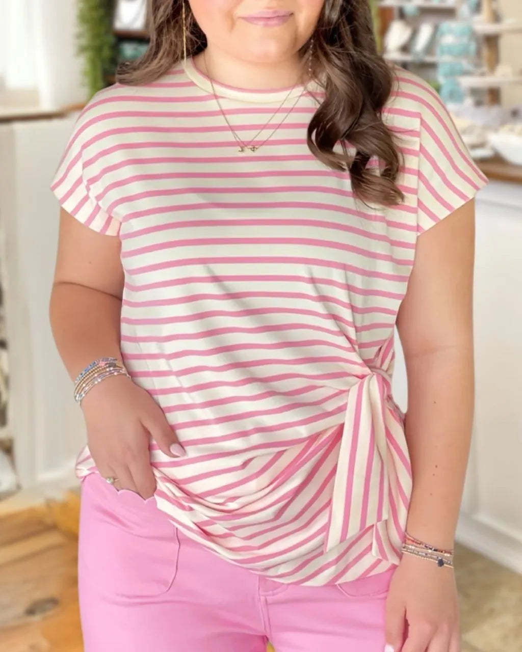 Side-Knot Stripe Top