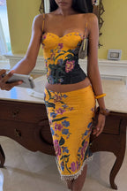 Floral Corset Mini Skirt Set