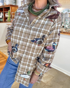 Casual Duck Sequined Plaid Shirt