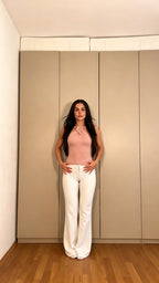 Halter Neck Top + High-Waist Flare Pants Set | 2-Piece Co-ord | Color Block Outfit | Pinterest Style