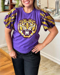 Game Day Glam Tiger Sequin Top