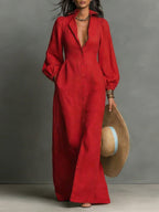 Button Front Fitted Maxi Dress