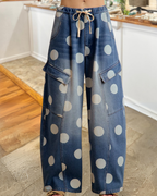 Polka-dot Wide-leg Denim Pants